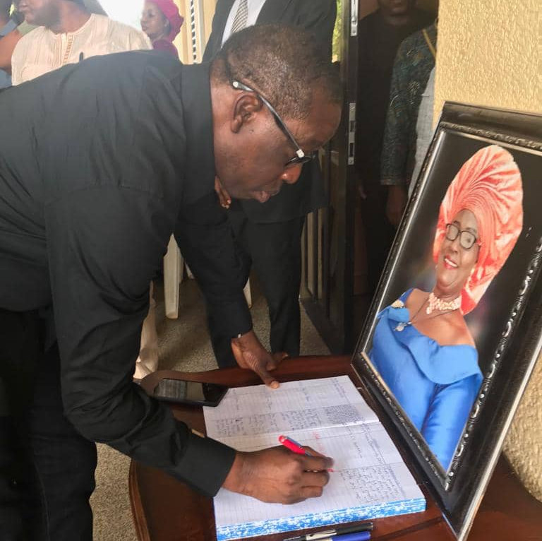 Okowa signing condolence register opened for late. Mrs Lizzy Umukoro