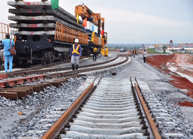 Workers on the Lagos-Ibadan rail project