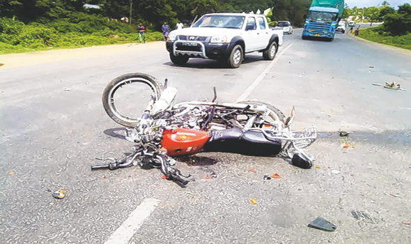 Road accident involving a motorcycle rider