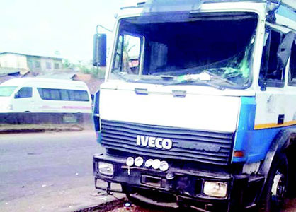 Iveco truck involved in an accident