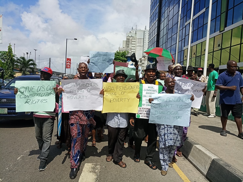 The Pensioner Welfare Association of the Nigerian Ports Authority (NPA) protesting for their benefit